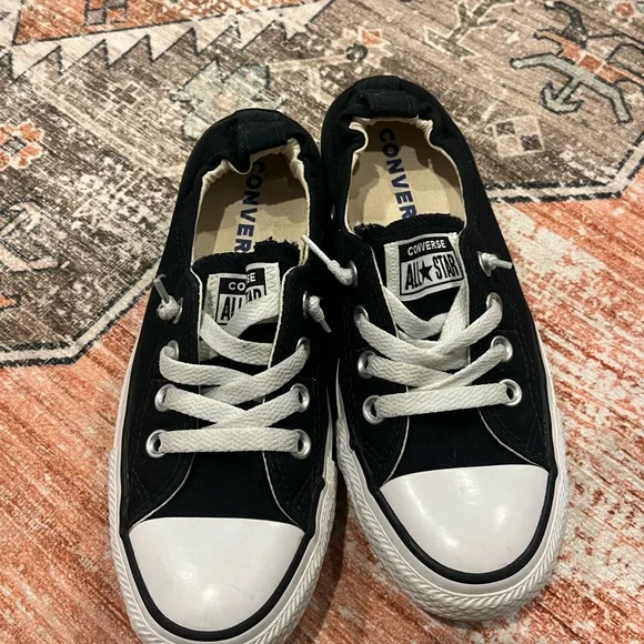 Converse Black and White Low-Top Sneakers with Canvas Upper - Picture 3 of 5